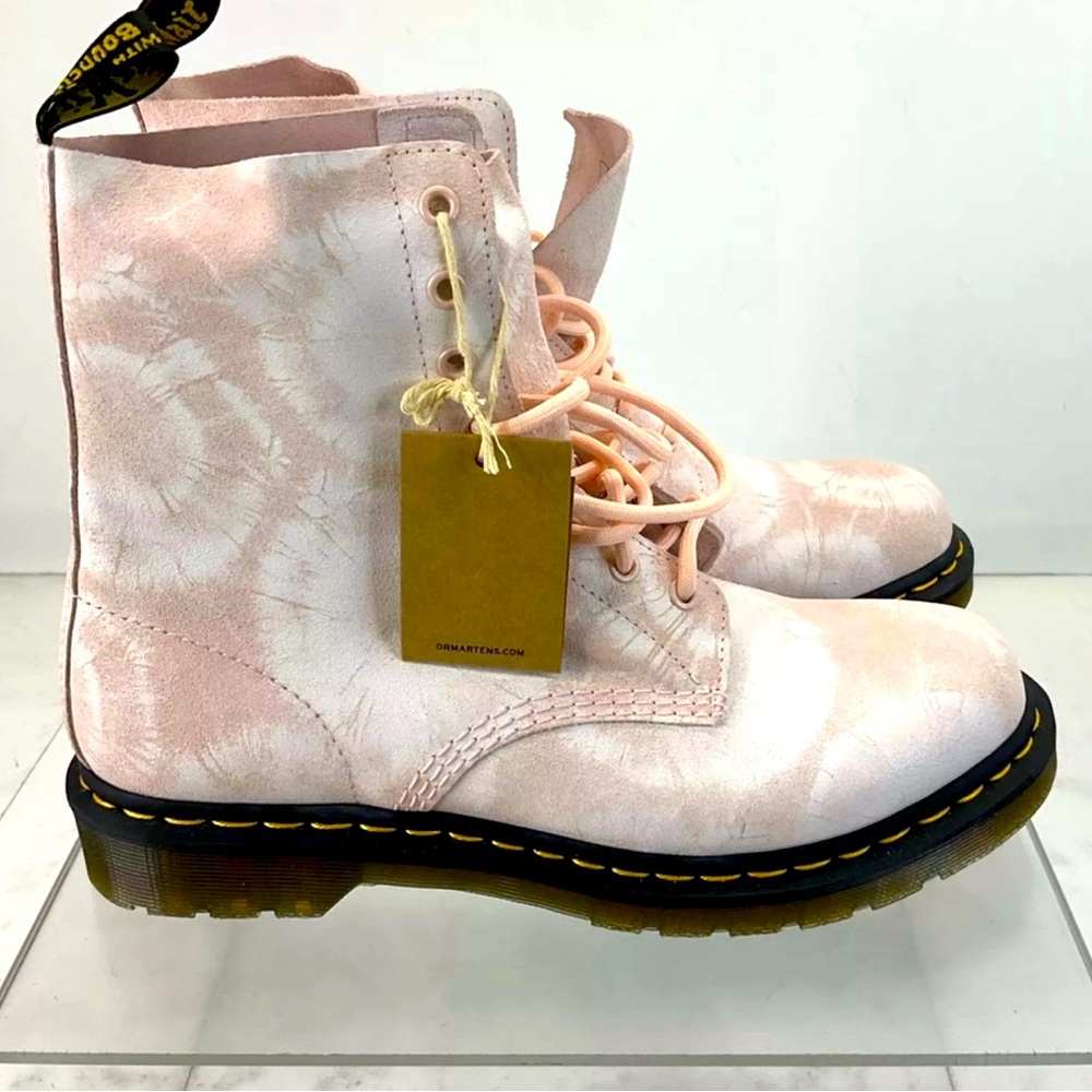 Dr. Martens 1460 Pascal Shell Pink White Tie Dye Print suede